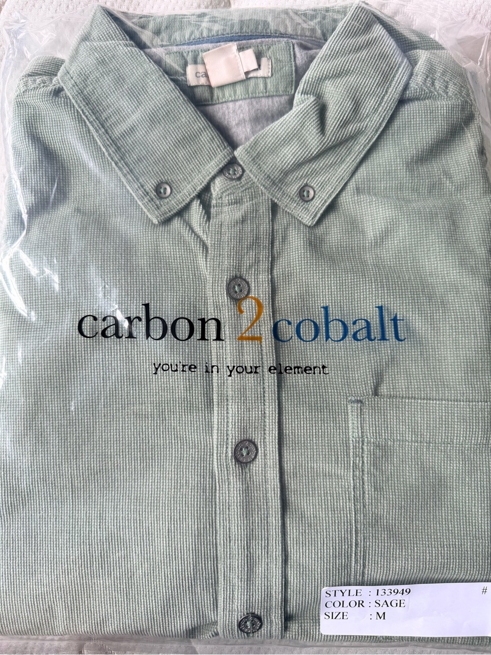 Carbon2Cobalt Sage Button-Down Men's Shirt NWT